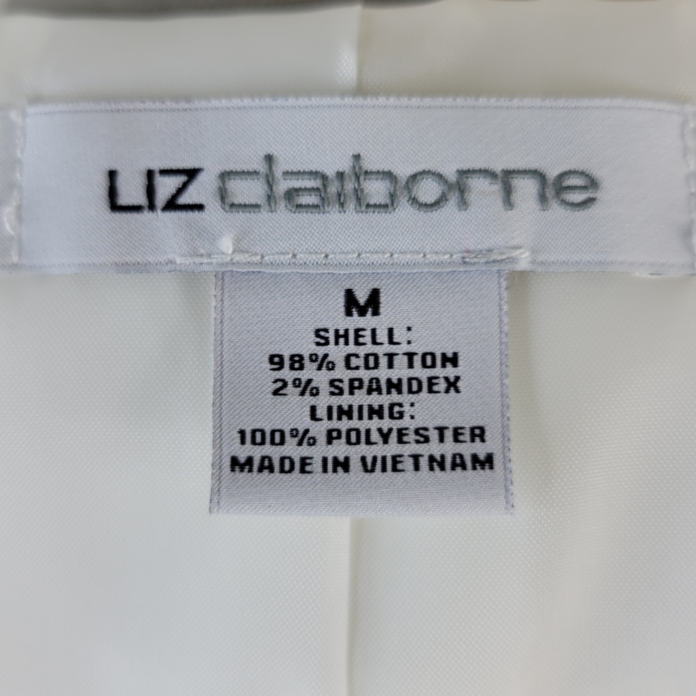 NWT Liz Claiborne Collection White Cotton Blazer Lined Shoulder Pads Size Medium - Picture 12 of 13